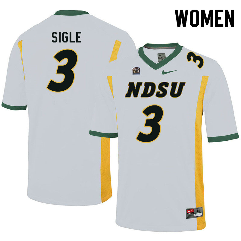 Women #3 Marques Sigle North Dakota State Bison College Football Jerseys Sale-White - Click Image to Close